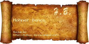 Hohner Bence névjegykártya